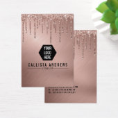 Rose Gold Glitzer Tropfen Logo-Werbekarte (Schreibtisch)