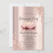 Rose Gold Glitzer Tropfen Lotus Pensionierung Einladung (Vorderseite)