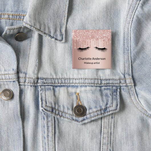 Rose Gold Glitzer Tropfen machen Künstlernamensmar Button (Beispiel)