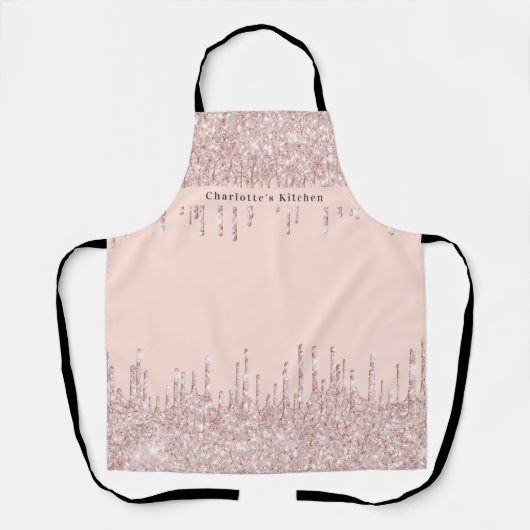 Rose Gold Glitzer Tropfen mädchenhaft moderner Tex Schürze (Vorderseite)