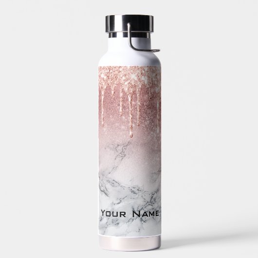 Rose Gold Glitzer Tropfen Marmorbäume Individuelle Trinkflasche (Links)