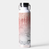 Rose Gold Glitzer Tropfen Marmorbäume Individuelle Trinkflasche (Vorne)