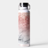 Rose Gold Glitzer Tropfen Marmorbäume Individuelle Trinkflasche (Rückseite)