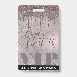 Rose Gold Glitzer Tropfen Mermaid Sweet 16 VIP Pas Ausweis