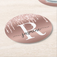 Rose Gold Glitzer Tropfen Metal Girly Monogram