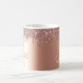 Rose Gold Glitzer Tropfen Metal Monogram Kaffeetasse (Mittel)