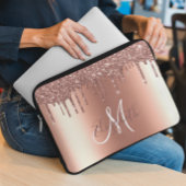 Rose Gold Glitzer Tropfen Metal Monogram Trendy Laptopschutzhülle