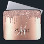 Rose Gold Glitzer Tropfen Metal Monogram Trendy Laptopschutzhülle<br><div class="desc">Dieses Design kann in dem Bereich personalisiert werden, der durch das Ändern des Fotos und/oder Textes zur Verfügung gestellt wird. Sie können auch angepasst werden, indem Sie auf Vorlage personalisieren klicken und dann auf die Schaltfläche klicken, um weitere Optionen anzupassen, um die Hintergrundfarbe zu löschen oder zu ändern, Text hinzuzufügen,...</div>
