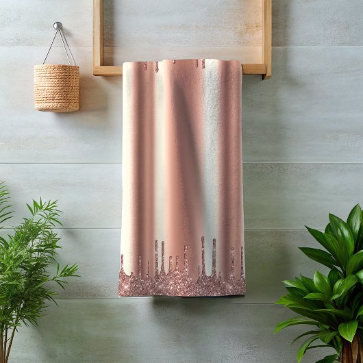 Rose Gold Glitzer Tropfen Metallfolienlook Badhandtuch Set