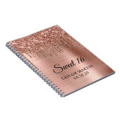 Rose Gold Glitzer Tropfen Metallic Sweet 16 Gast Notizblock (Rechte Seite)