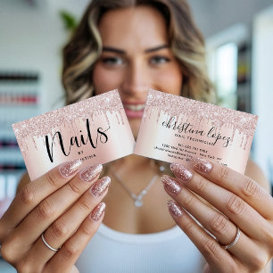 Rose Gold Glitzer Tropfen Metallische, elegante Na Visitenkarte
