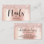 Rose Gold Glitzer Tropfen Metallische, elegante Na Visitenkarte (Vorne/Hinten)