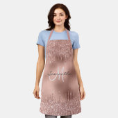 Rose Gold Glitzer Tropfen Metallische Folie Person Schürze (Getragen)
