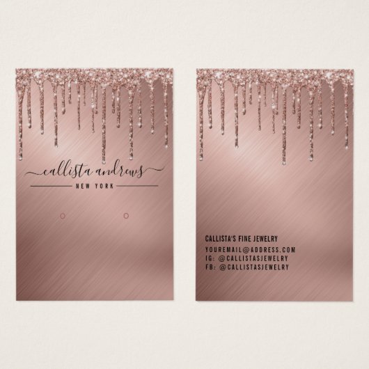 Rose Gold Glitzer Tropfen mit Grafikkarte (Vorne & Hinten)