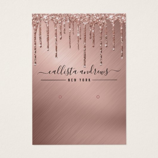 Rose Gold Glitzer Tropfen mit Grafikkarte (Vorderseite)