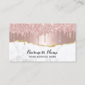 Rose Gold Glitzer Tropfen Moderner Marmorsaal Schö Visitenkarte (Vorderseite)