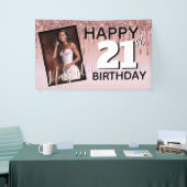 Rose Gold Glitzer Tropfen|Monogram|AGE Foto Geburt Banner (Messeveranstaltung)