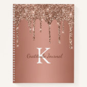 Rose Gold Glitzer Tropfen Monogram Dankbarkeit Jou Notizblock (Vorderseite)