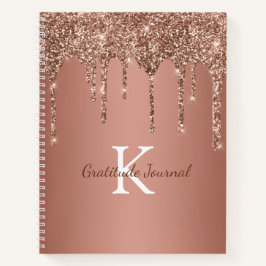 Rose Gold Glitzer Tropfen Monogram Dankbarkeit Jou Notizblock