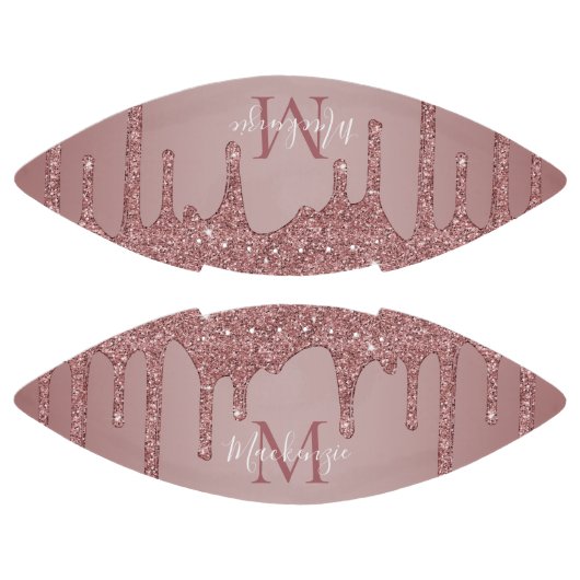Rose Gold Glitzer Tropfen Monogram Football (Paneele)