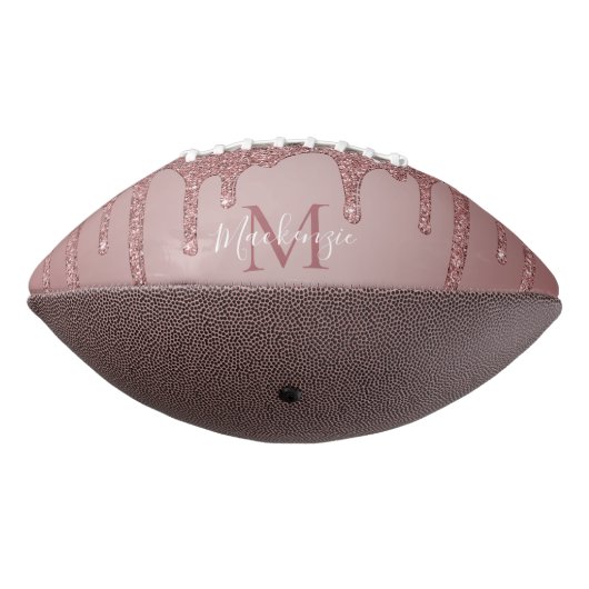 Rose Gold Glitzer Tropfen Monogram Football (Gedreht 270)