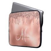 Rose Gold Glitzer Tropfen Monogram Laptopschutzhülle (Vorderseite Links)