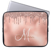 Rose Gold Glitzer Tropfen Monogram Laptopschutzhülle (Vorderseite)