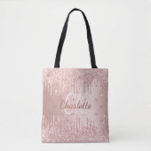 Rose Gold Glitzer Tropfen monogramm elegant Tasche (Vorderseite)