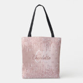 Rose Gold Glitzer Tropfen monogramm elegant Tasche (Rückseite)