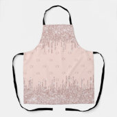 Rose Gold Glitzer Tropfen Monogramm Glasscheiben Schürze (Vorderseite)