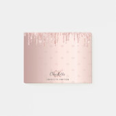 Rose Gold Glitzer Tropfen Monogramm Initialen Post-it Klebezettel (Vorderseite)