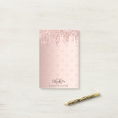 Rose Gold Glitzer Tropfen Monogramm Initialen Post-it Klebezettel (Auf Schreibtisch)