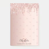Rose Gold Glitzer Tropfen Monogramm Initialen Post-it Klebezettel (Vorderseite)