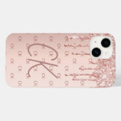 Rose Gold Glitzer Tropfen Monogramm Initialen Skri Case-Mate iPhone Hülle (Rückseite (Horizontal))