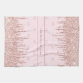 Rose Gold Glitzer Tropfen Monogramm Name Geschirrtuch (Horizontal)