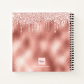 Rose Gold Glitzer Tropfen Monogramm Name Notizblock (Rückseite)