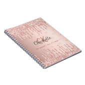 Rose Gold Glitzer Tropfen Monogramm Namenskript Notizblock (Rechte Seite)