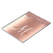 Rose Gold Glitzer Tropfen Monogramm Notizblock (Linke Seite)