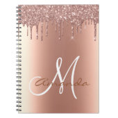 Rose Gold Glitzer Tropfen Monogramm Notizblock (Vorderseite)
