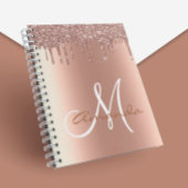 Rose Gold Glitzer Tropfen Monogramm Notizblock