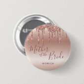 Rose Gold Glitzer Tropfen Mutter der Braut Button (Vorne & Hinten)