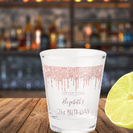Rose Gold Glitzer Tropfen Name Schnapsglas