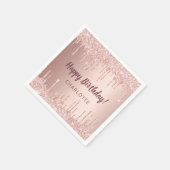 Rose Gold Glitzer Tropfen Name Serviette (Ecke)