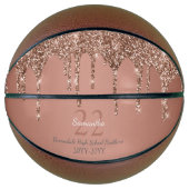 Rose Gold Glitzer Tropfen Name Team Number Year Basketball (Vorderseite)