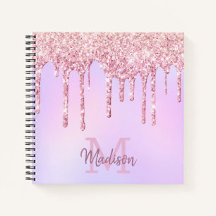 Rose Gold Glitzer Tropfen Ombre Einicorn Mit Monog Notizblock