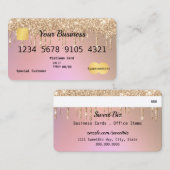 Rose Gold Glitzer Tropfen Ombre Kreditkarte Visitenkarte (Vorne/Hinten)