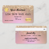 Rose Gold Glitzer Tropfen Ombre Kreditkarte Visitenkarte (Vorne/Hinten)