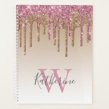 Rose Gold Glitzer Tropfen Ombre Monogram 2024
