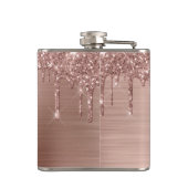 Rose Gold Glitzer Tropfen Personalisiert Flachmann (Rückseite)