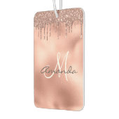 Rose Gold Glitzer Tropfen Personalisiert Monogram Autolufterfrischer (Links)